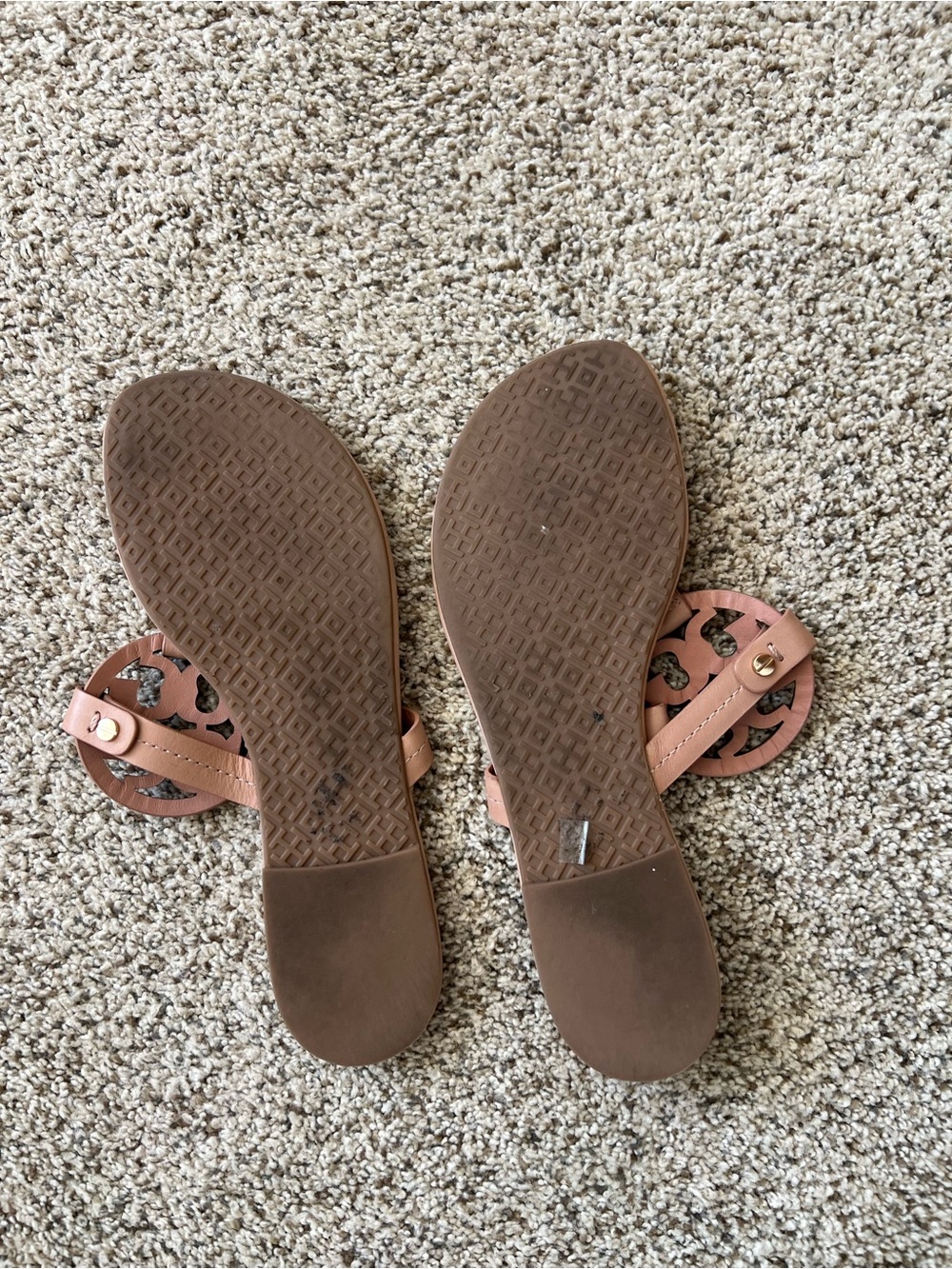 Women’s Nude Leather Cutout Slide Sandals